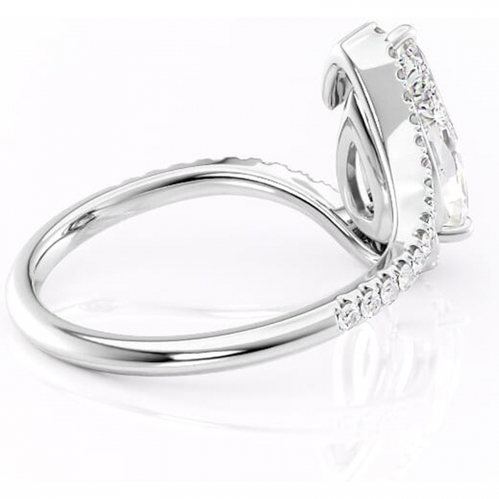 Inel de logodnă Sienna din aur Alb 14kt cu moissanite tăietură pară – Montură pavé rafinată pentru profil mediu | Personalizează și configurează gratuit online [3]