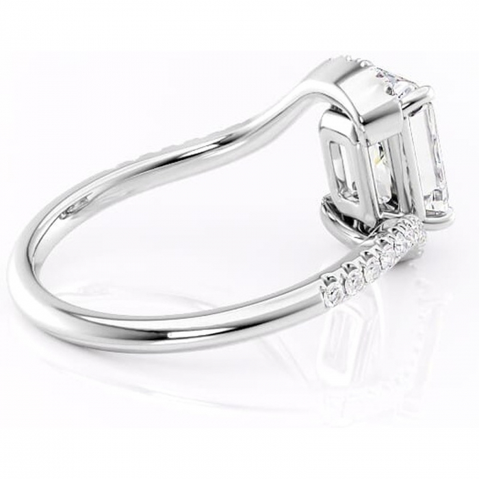 Inel de logodnă Sienna din aur Alb 14kt cu moissanite tăietură radiantă – Montură pavé rafinată pentru profil mediu | Personalizează și configurează gratuit online [3]