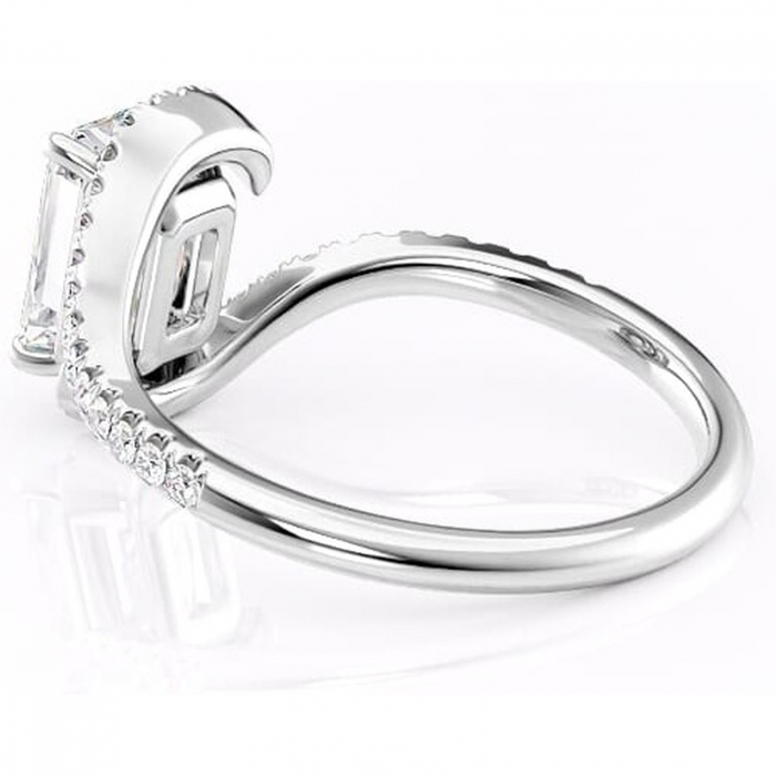 Inel de logodnă Sienna din aur Alb 14kt cu moissanite tăietură radiantă – Montură pavé rafinată pentru profil mediu | Personalizează și configurează gratuit online [5]