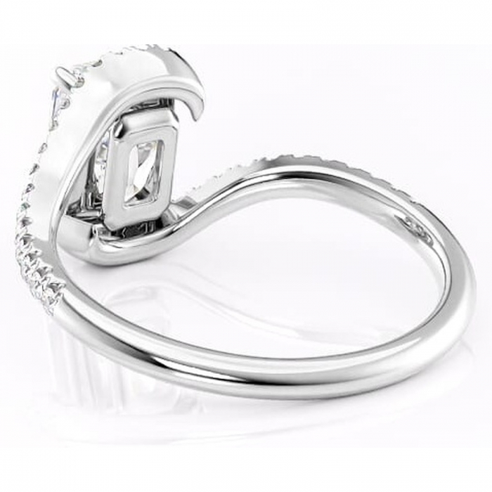 Inel de logodnă Sienna din aur Alb 14kt cu moissanite tăietură radiantă – Montură pavé rafinată pentru profil mediu | Personalizează și configurează gratuit online [4]