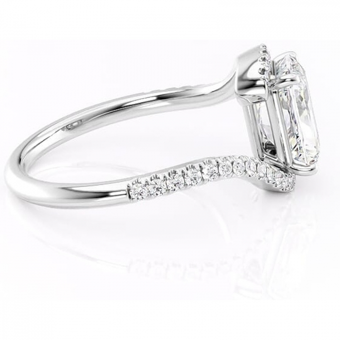 Inel de logodnă Sienna din aur Alb 14kt cu moissanite tăietură radiantă – Montură pavé rafinată pentru profil mediu | Personalizează și configurează gratuit online [2]