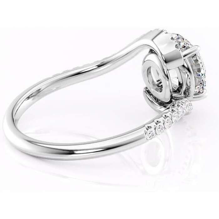 Inel de logodnă Sienna din aur Alb 14kt cu moissanite tăietură rotundă – Montură pavé rafinată pentru profil mediu | Personalizează și configurează gratuit online [3]