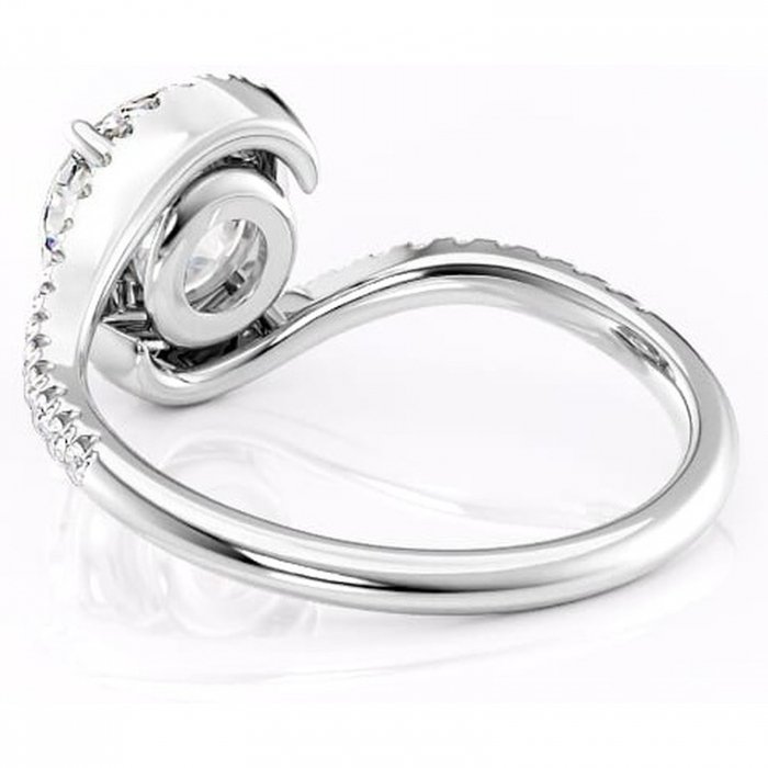 Inel de logodnă Sienna din aur Alb 14kt cu moissanite tăietură rotundă – Montură pavé rafinată pentru profil mediu | Personalizează și configurează gratuit online [4]