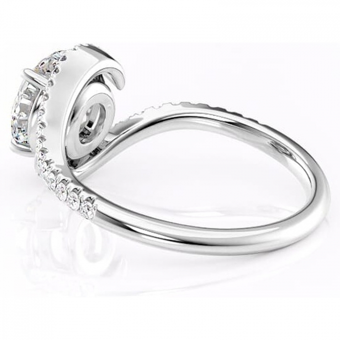 Inel de logodnă Sienna din aur Alb 14kt cu moissanite tăietură rotundă – Montură pavé rafinată pentru profil mediu | Personalizează și configurează gratuit online [5]