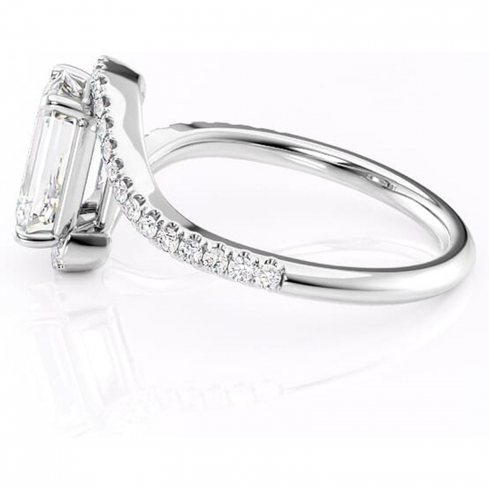 Inel de logodnă Sienna din aur Alb 14kt cu moissanite tăietură smarald – Montură pavé rafinată pentru profil mediu | Personalizează și configurează gratuit online [6]