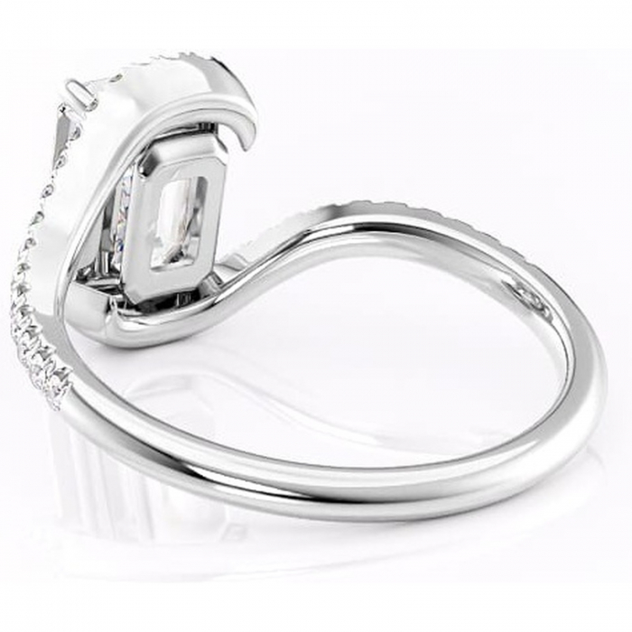 Inel de logodnă Sienna din aur Alb 14kt cu moissanite tăietură smarald – Montură pavé rafinată pentru profil mediu | Personalizează și configurează gratuit online [4]