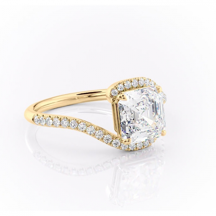 Inel de logodnă Sienna din aur Galben 18kt cu moissanite tăietură asscher – Montură pavé rafinată pentru profil mediu | Personalizează și configurează gratuit online [1]
