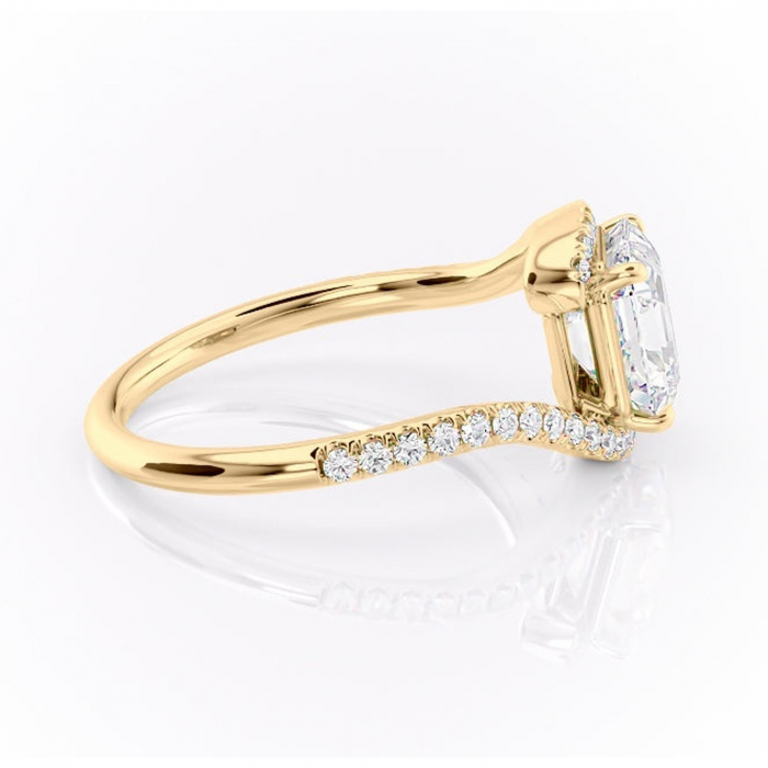 Inel de logodnă Sienna din aur Galben 18kt cu moissanite tăietură asscher – Montură pavé rafinată pentru profil mediu | Personalizează și configurează gratuit online [2]