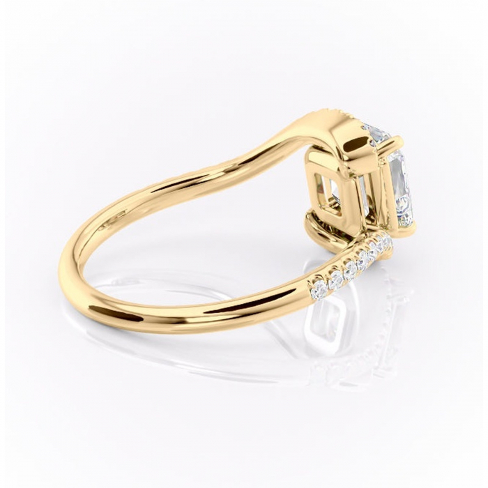 Inel de logodnă Sienna din aur Galben 18kt cu moissanite tăietură asscher – Montură pavé rafinată pentru profil mediu | Personalizează și configurează gratuit online [3]