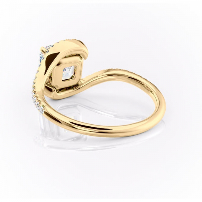 Inel de logodnă Sienna din aur Galben 18kt cu moissanite tăietură asscher – Montură pavé rafinată pentru profil mediu | Personalizează și configurează gratuit online [4]