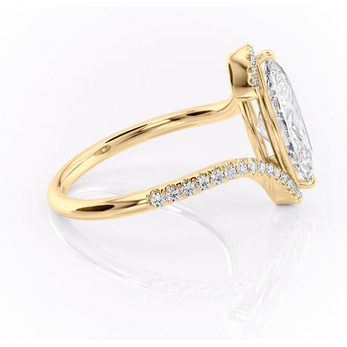Inel de logodnă Sienna din aur Galben 14kt cu moissanite tăietură marquise – Montură pavé rafinată pentru profil mediu | Personalizează și configurează gratuit online [2]