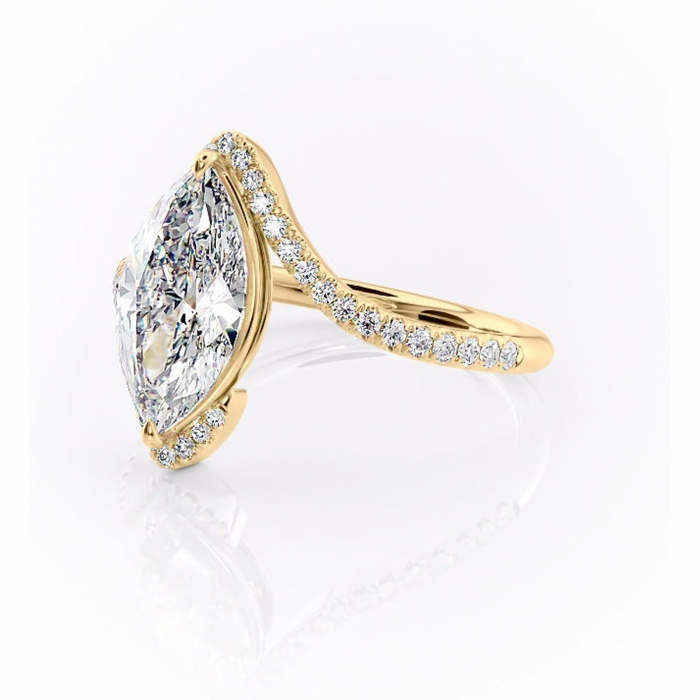 Inel de logodnă Sienna din aur Galben 14kt cu moissanite tăietură marquise – Montură pavé rafinată pentru profil mediu | Personalizează și configurează gratuit online [7]