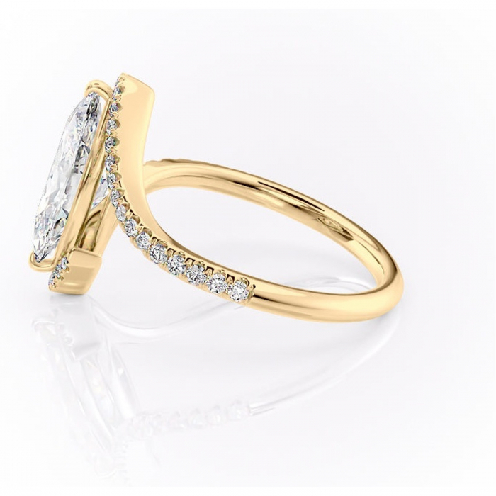 Inel de logodnă Sienna din aur Galben 14kt cu moissanite tăietură marquise – Montură pavé rafinată pentru profil mediu | Personalizează și configurează gratuit online [6]