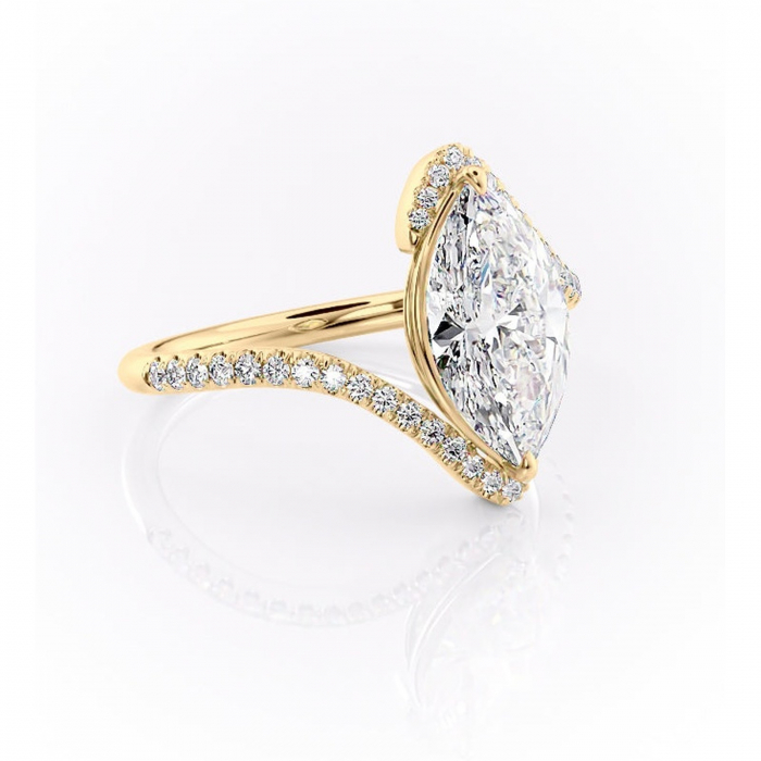 Inel de logodnă Sienna din aur Galben 14kt cu moissanite tăietură marquise – Montură pavé rafinată pentru profil mediu | Personalizează și configurează gratuit online [1]