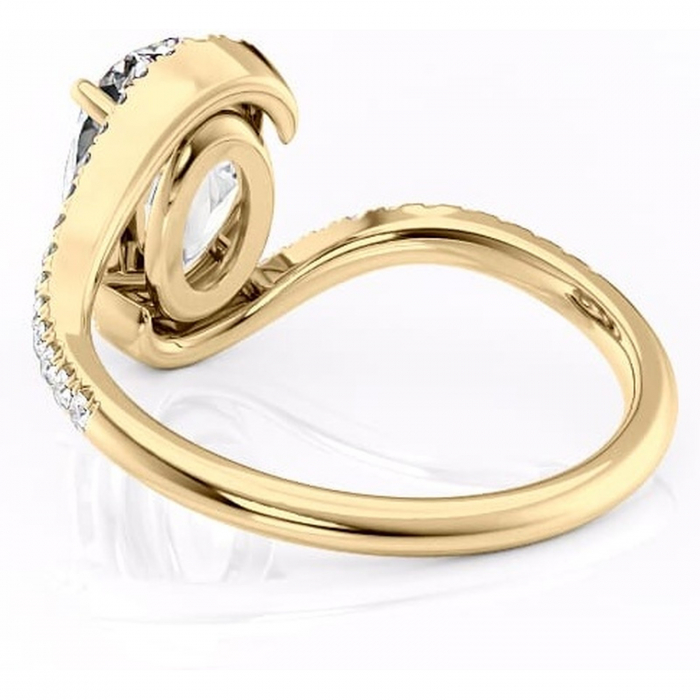 Inel de logodnă Sienna din aur Galben 18kt cu moissanite tăietură ovală – Montură pavé rafinată pentru profil mediu | Personalizează și configurează gratuit online [4]