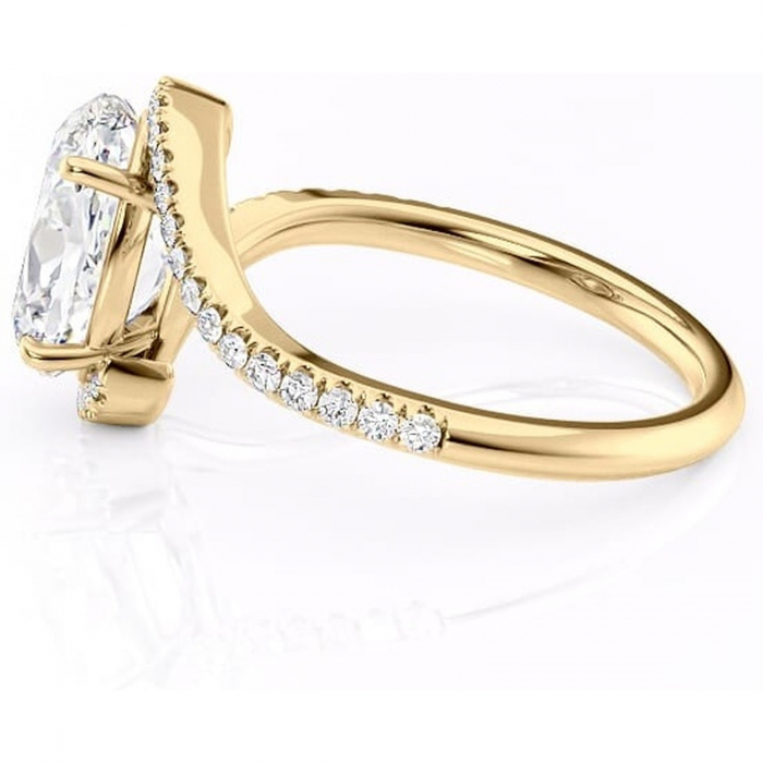 Inel de logodnă Sienna din aur Galben 18kt cu moissanite tăietură ovală – Montură pavé rafinată pentru profil mediu | Personalizează și configurează gratuit online [6]