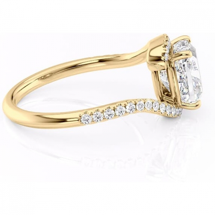 Inel de logodnă Sienna din aur Galben 18kt cu moissanite tăietură pernă – Montură pavé rafinată pentru profil mediu | Personalizează și configurează gratuit online [2]