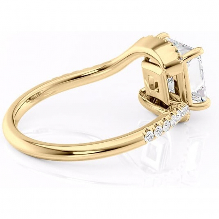 Inel de logodnă Sienna din aur Galben 14kt cu moissanite tăietură princess – Montură pavé rafinată pentru profil mediu | Personalizează și configurează gratuit online [3]