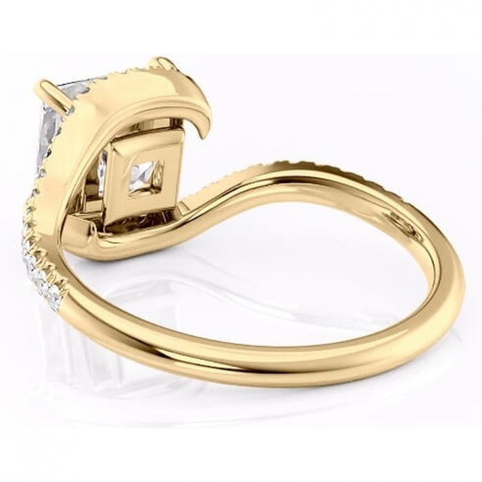 Inel de logodnă Sienna din aur Galben 14kt cu moissanite tăietură princess – Montură pavé rafinată pentru profil mediu | Personalizează și configurează gratuit online [4]