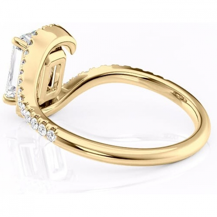 Inel de logodnă Sienna din aur Galben 14kt cu moissanite tăietură radiantă – Montură pavé rafinată pentru profil mediu | Personalizează și configurează gratuit online [5]