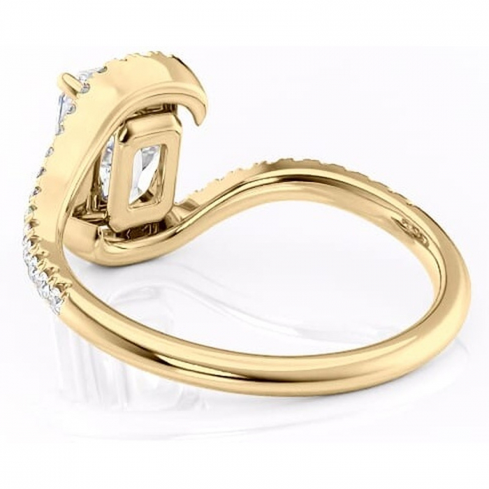 Inel de logodnă Sienna din aur Galben 14kt cu moissanite tăietură radiantă – Montură pavé rafinată pentru profil mediu | Personalizează și configurează gratuit online [4]