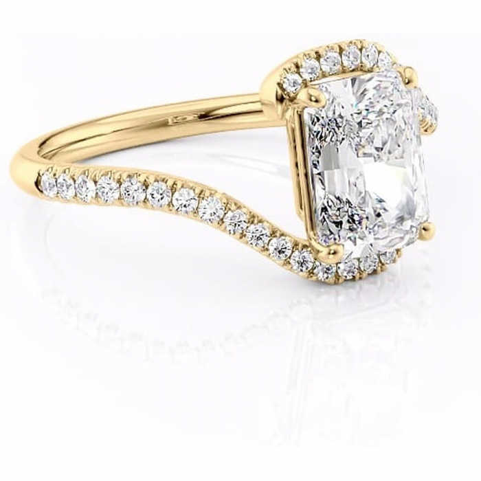 Inel de logodnă Sienna din aur Galben 14kt cu moissanite tăietură radiantă – Montură pavé rafinată pentru profil mediu | Personalizează și configurează gratuit online [1]