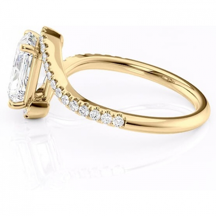 Inel de logodnă Sienna din aur Galben 14kt cu moissanite tăietură radiantă – Montură pavé rafinată pentru profil mediu | Personalizează și configurează gratuit online [6]