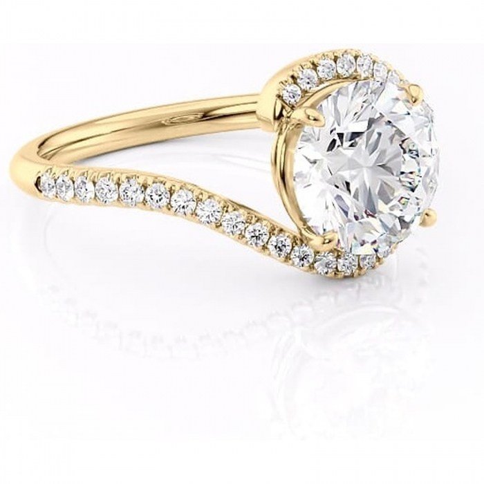 Inel de logodnă Sienna din aur Galben 14kt cu moissanite tăietură rotundă – Montură pavé rafinată pentru profil mediu | Personalizează și configurează gratuit online [1]
