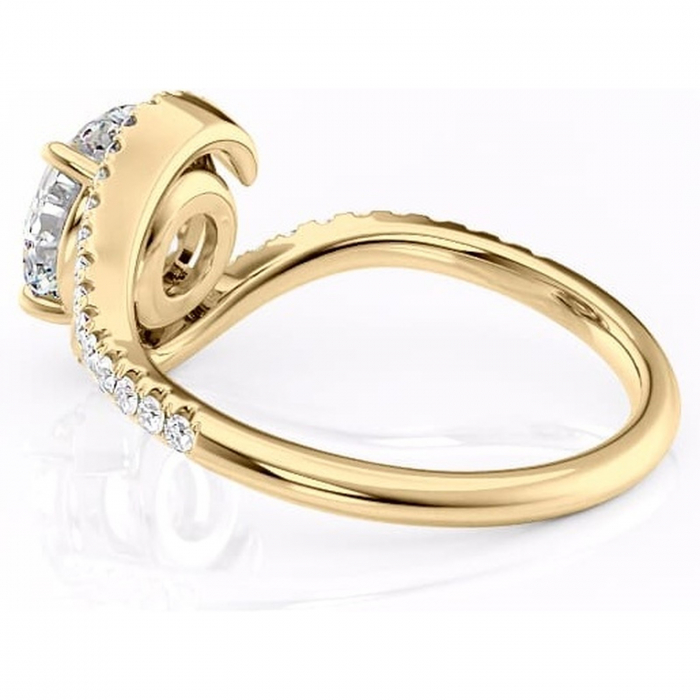 Inel de logodnă Sienna din aur Galben 14kt cu moissanite tăietură rotundă – Montură pavé rafinată pentru profil mediu | Personalizează și configurează gratuit online [5]