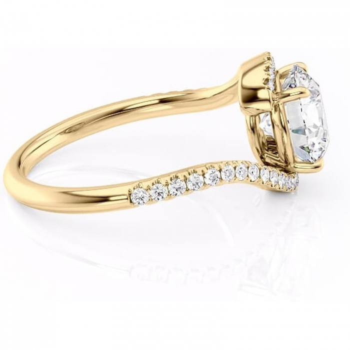 Inel de logodnă Sienna din aur Galben 14kt cu moissanite tăietură rotundă – Montură pavé rafinată pentru profil mediu | Personalizează și configurează gratuit online [2]