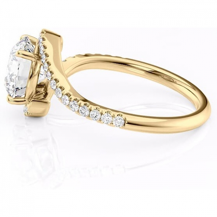 Inel de logodnă Sienna din aur Galben 14kt cu moissanite tăietură rotundă – Montură pavé rafinată pentru profil mediu | Personalizează și configurează gratuit online [6]