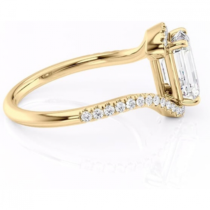 Inel de logodnă Sienna din aur Galben 14kt cu moissanite tăietură smarald – Montură pavé rafinată pentru profil mediu | Personalizează și configurează gratuit online [2]