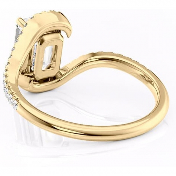 Inel de logodnă Sienna din aur Galben 14kt cu moissanite tăietură smarald – Montură pavé rafinată pentru profil mediu | Personalizează și configurează gratuit online [4]