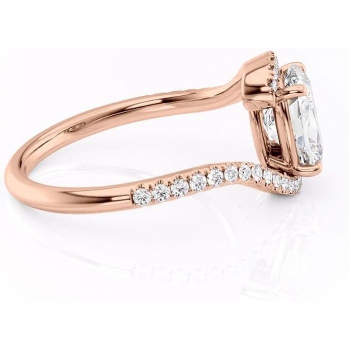 Inel de logodnă Sienna din aur Rose 14kt cu moissanite tăietură asscher – Montură pavé rafinată pentru profil mediu | Personalizează și configurează gratuit online [2]