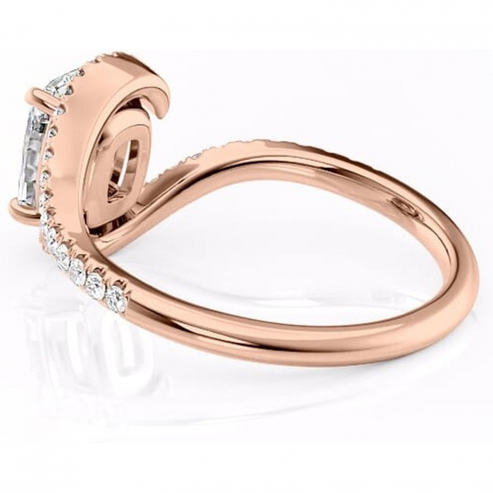 Inel de logodnă Sienna din aur Rose 14kt cu moissanite tăietură asscher – Montură pavé rafinată pentru profil mediu | Personalizează și configurează gratuit online [5]