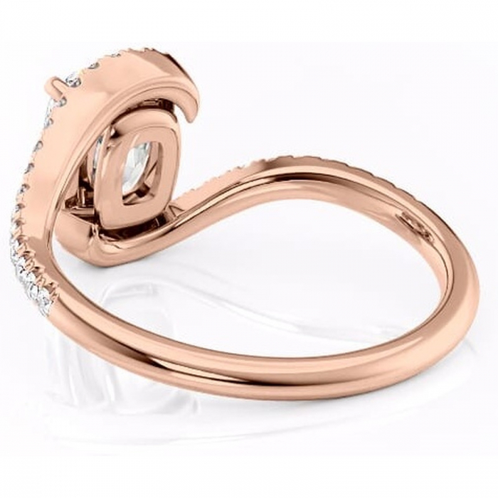 Inel de logodnă Sienna din aur Rose 14kt cu moissanite tăietură asscher – Montură pavé rafinată pentru profil mediu | Personalizează și configurează gratuit online [4]