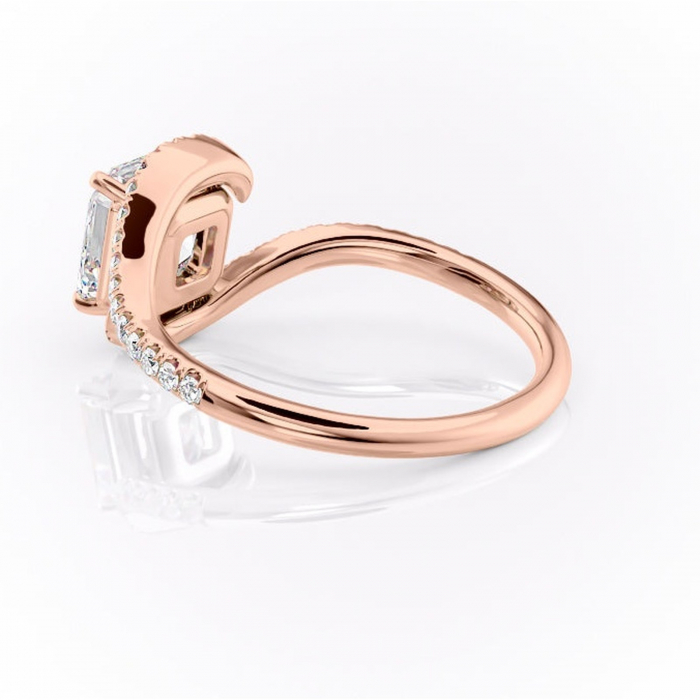 Inel de logodnă Sienna din aur Rose 18kt cu moissanite tăietură asscher – Montură pavé rafinată pentru profil mediu | Personalizează și configurează gratuit online [5]
