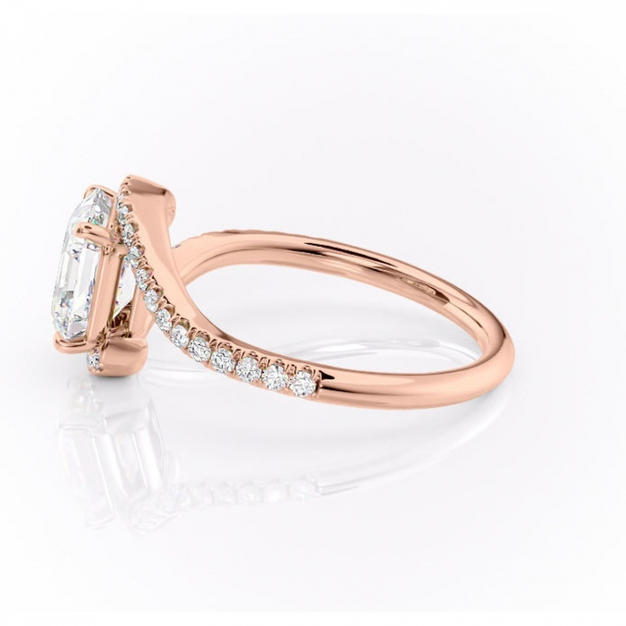 Inel de logodnă Sienna din aur Rose 18kt cu moissanite tăietură asscher – Montură pavé rafinată pentru profil mediu | Personalizează și configurează gratuit online [6]