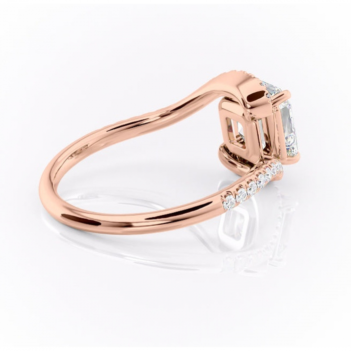 Inel de logodnă Sienna din aur Rose 18kt cu moissanite tăietură asscher – Montură pavé rafinată pentru profil mediu | Personalizează și configurează gratuit online [3]