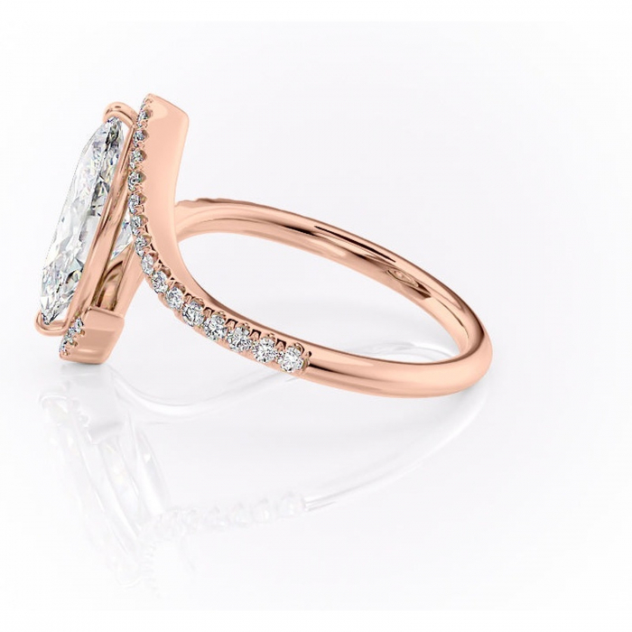 Inel de logodnă Sienna din aur Rose 18kt cu moissanite tăietură marquise – Montură pavé rafinată pentru profil mediu | Personalizează și configurează gratuit online [6]