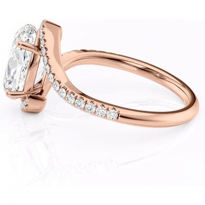 Inel de logodnă Sienna din aur Rose 14kt cu moissanite tăietură ovală – Montură pavé rafinată pentru profil mediu | Personalizează și configurează gratuit online [6]