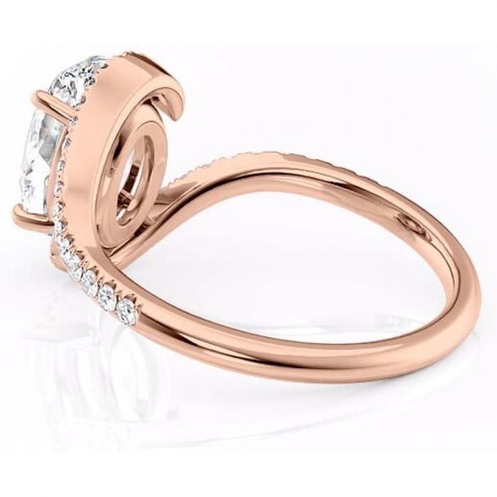 Inel de logodnă Sienna din aur Rose 14kt cu moissanite tăietură ovală – Montură pavé rafinată pentru profil mediu | Personalizează și configurează gratuit online [5]