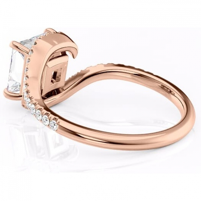 Inel de logodnă Sienna din aur Rose 18kt cu moissanite tăietură princess – Montură pavé rafinată pentru profil mediu | Personalizează și configurează gratuit online [5]