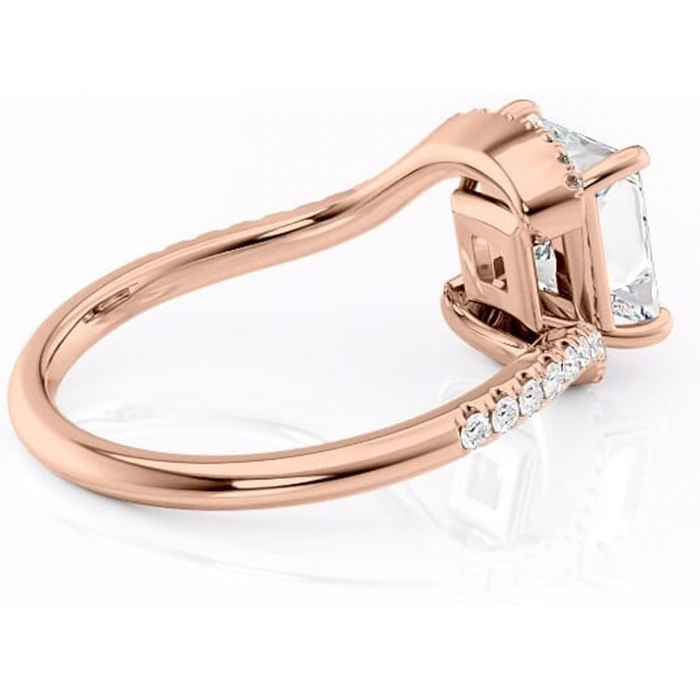 Inel de logodnă Sienna din aur Rose 18kt cu moissanite tăietură princess – Montură pavé rafinată pentru profil mediu | Personalizează și configurează gratuit online [3]