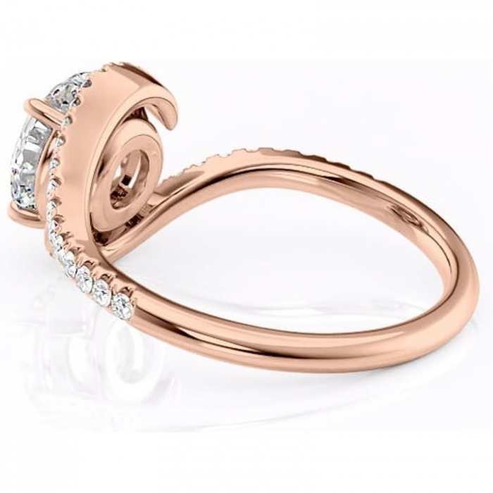 Inel de logodnă Sienna din aur Rose 14kt cu moissanite tăietură rotundă – Montură pavé rafinată pentru profil mediu | Personalizează și configurează gratuit online [5]