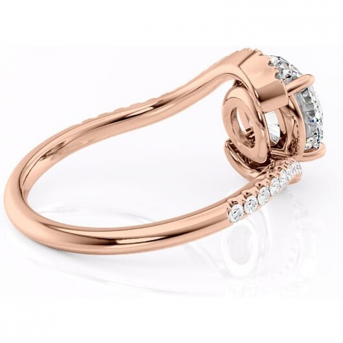 Inel de logodnă Sienna din aur Rose 14kt cu moissanite tăietură rotundă – Montură pavé rafinată pentru profil mediu | Personalizează și configurează gratuit online [3]