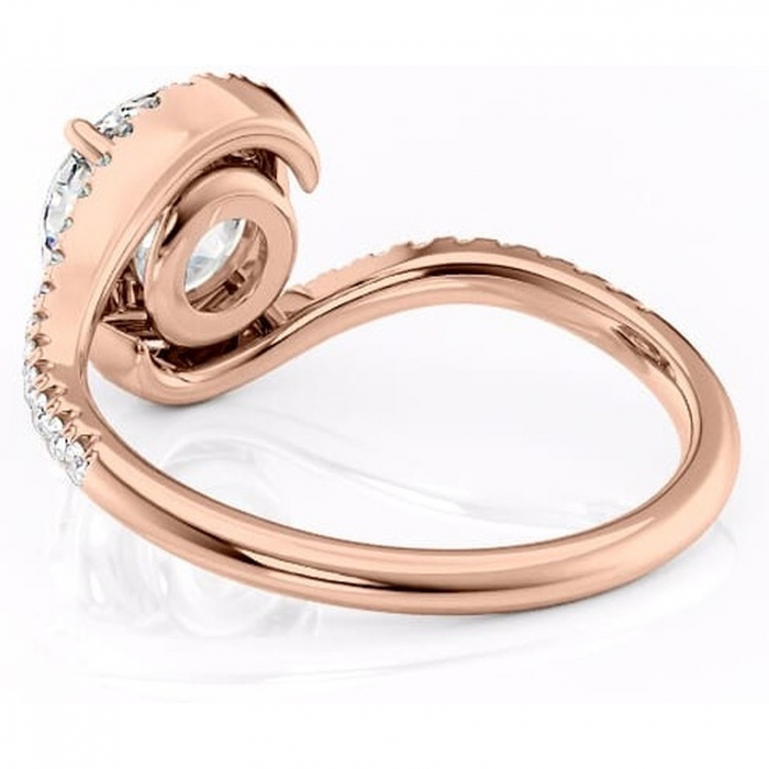 Inel de logodnă Sienna din aur Rose 14kt cu moissanite tăietură rotundă – Montură pavé rafinată pentru profil mediu | Personalizează și configurează gratuit online [4]