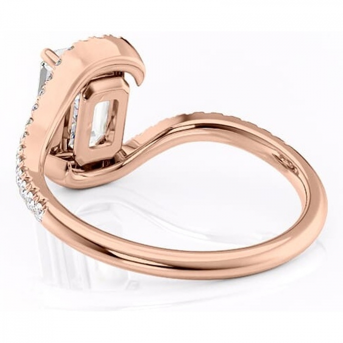 Inel de logodnă Sienna din aur Rose 14kt cu moissanite tăietură smarald – Montură pavé rafinată pentru profil mediu | Personalizează și configurează gratuit online [4]