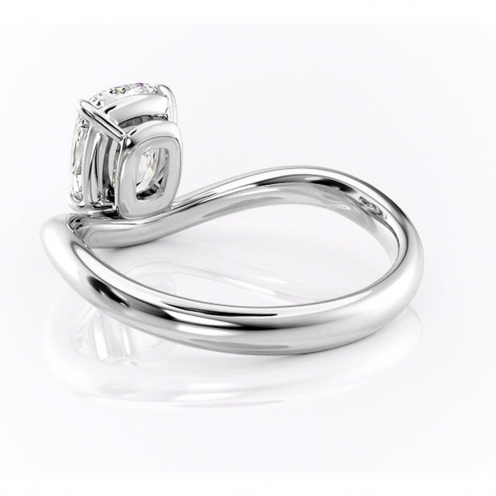 Inel de logodnă Silvara din aur Alb 14kt cu moissanite tăietură pernă – Solitar rafinată pentru profil jos | Personalizează și configurează gratuit online [4]