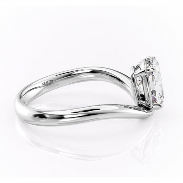 Inel de logodnă Silvara din aur Alb 14kt cu moissanite tăietură pernă – Solitar rafinată pentru profil jos | Personalizează și configurează gratuit online [2]